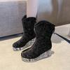 Fashion New Women's Boots with a Wedge Heel Pattern and a Rear Zipper for Height Increase In the Autumn of 2025