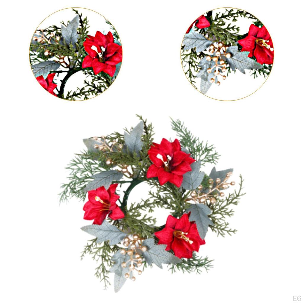 Christmas Candle Rings Wreath Inner Diameter 4" for Wedding Holiday Birthday Style A