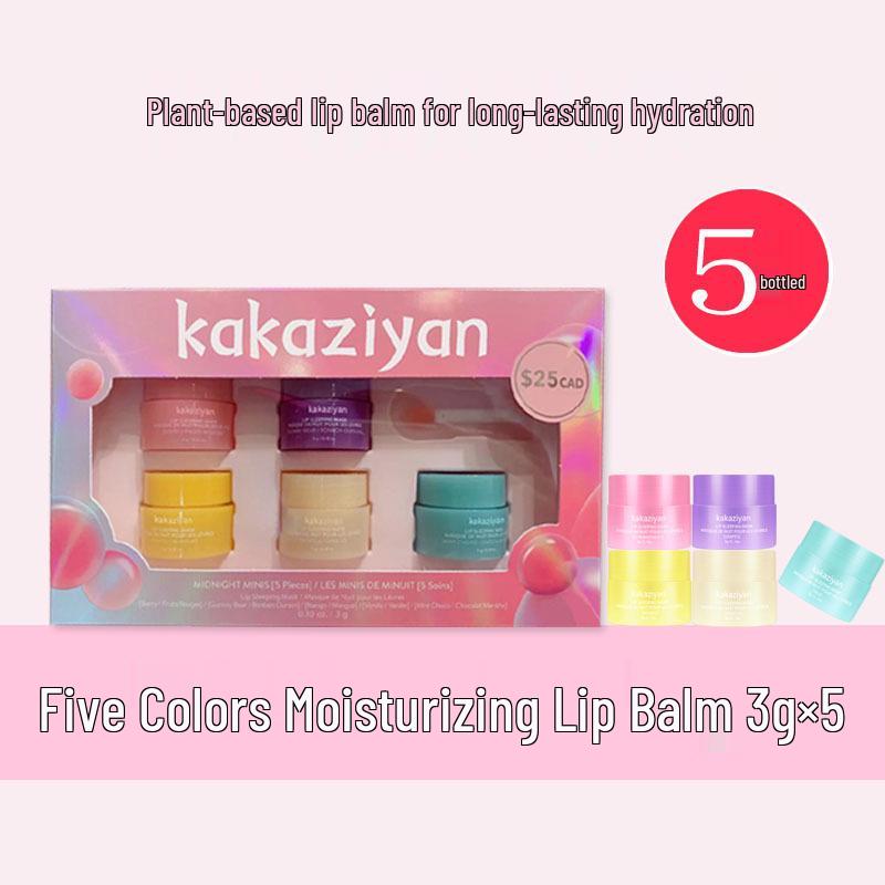 

Kaka Fruity Lip Mask Set: Night Repair & Hydration - 5 Mini Masks (3g each) for Fading Lip Lines