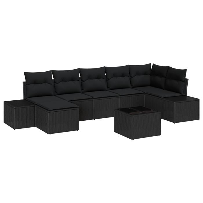 VidaXL Ensemble de canapé de jardin 8 pièces avec coussins Beige en Poly Rattan 3347163