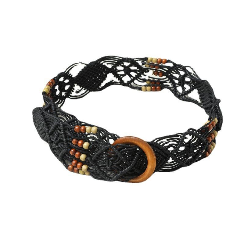 Ethnic Style Knitting Belt Chinese Knot Girls' Belt Fashion Creative Handmade DIY Skirt Belt