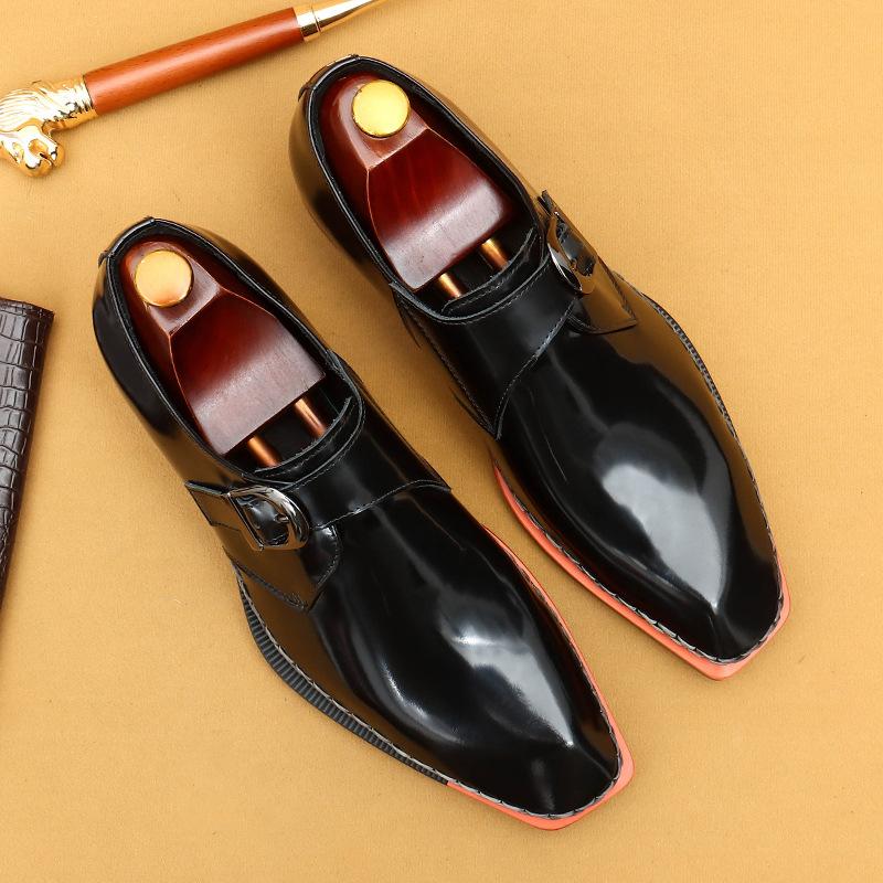 Munch Shoes, Leather Shoes, High-End Patent Leather Glossy Men'S Shoes, British Buckle Business Casual Formal Wear