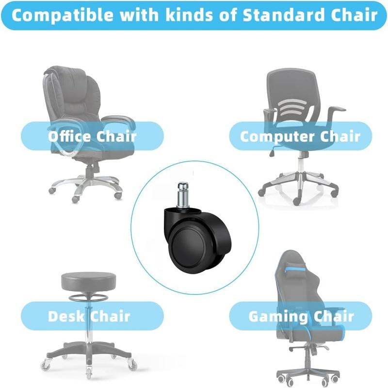 5Pcs Universal Mute Office Chair Wheel Caster 2 Inch Heavy Duty Swivel Castor DIY Replace Furniture Wheels Roller Rubber Brake