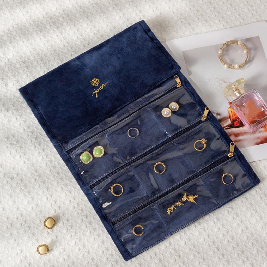 Necklaces Rings Earrings Bag Luxurious Jewelry Storage Roll Velvet Jewelry Bag Modern Travel Jewelry Organizer For Handbag Gift