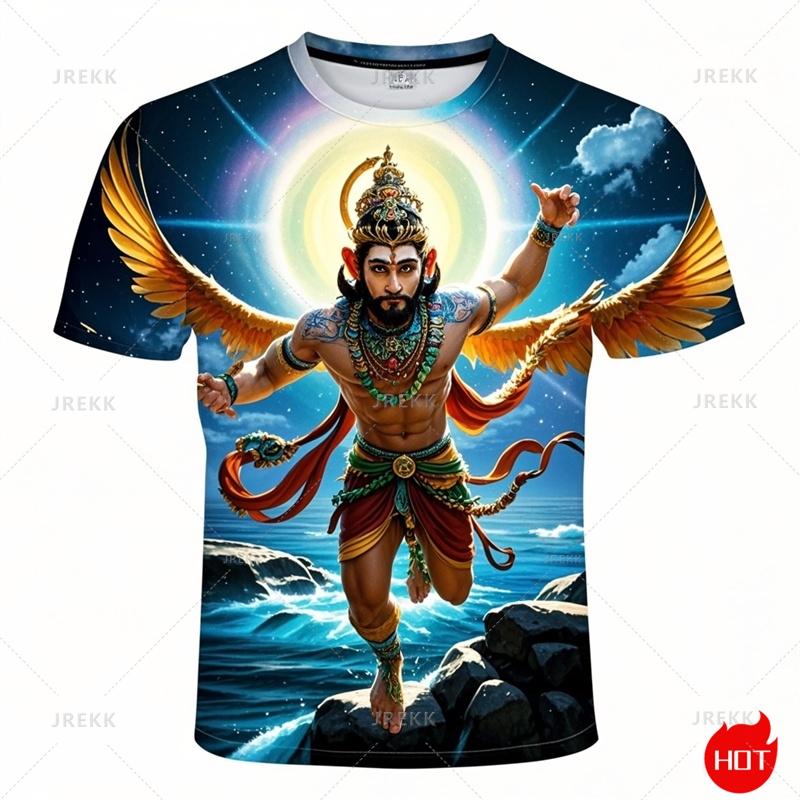 Harajuku 3D tisk Hinduistická mytologická postava Hanuman Tričko pro muže Dětská móda Legrační krátké rukávy Cool Streetwear topy