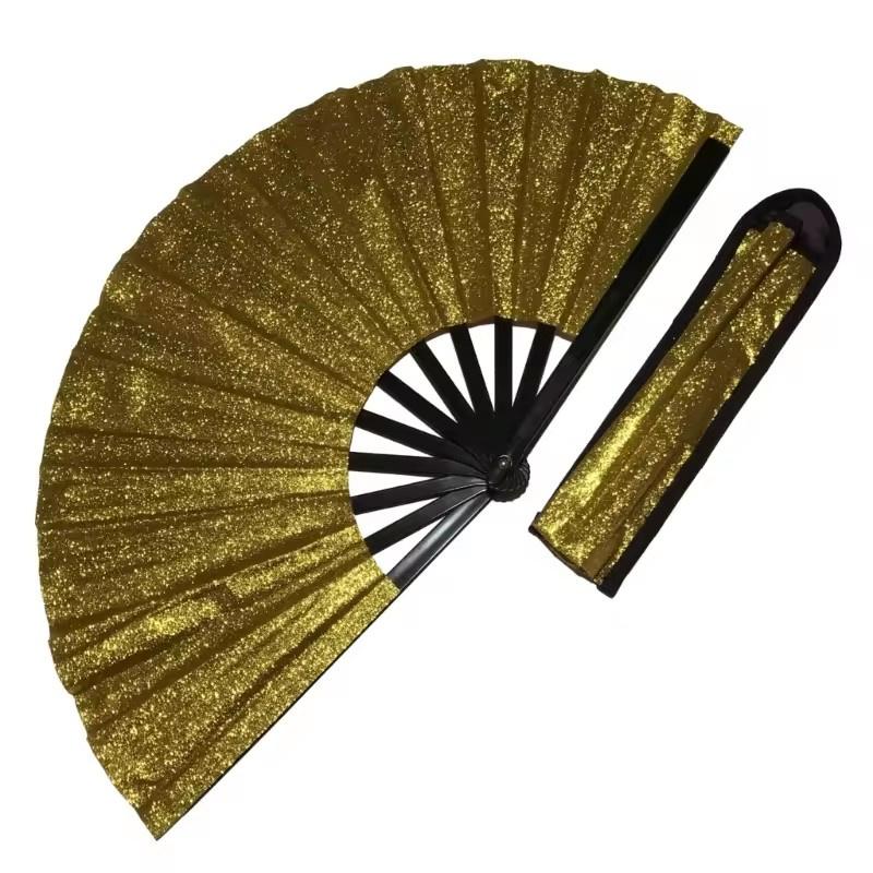 

Fan Music Glitter Hand Fan with Storage Bag Strap for Women Men Large Folding Festival Club Party Dance Fan Gifts