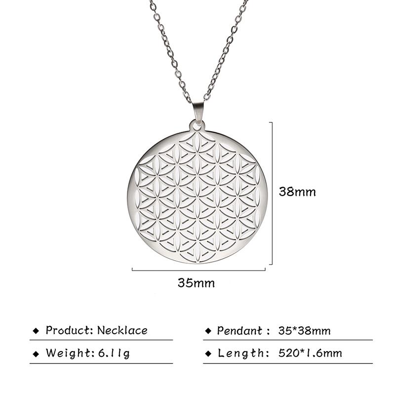 Flower of Life Sacred Geometry Necklace Stainless Steel Mandala Neck Chain Women Men Viking Vintage Universal Spiritual Jewelry