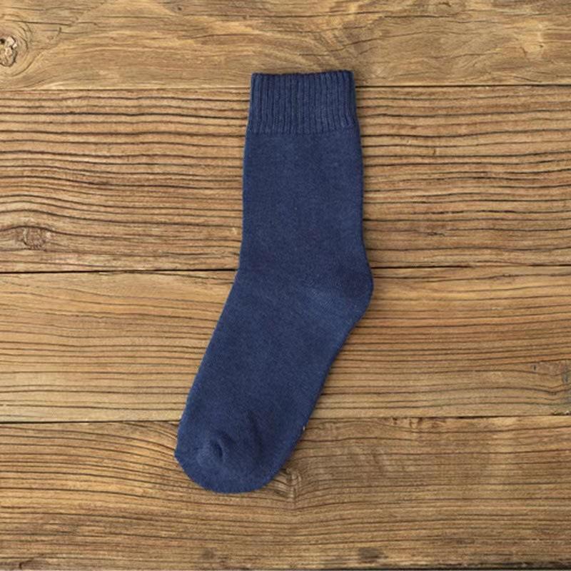 

5 пар осенне-зимних толстых флисовых носков, мужские носки до середины икры, зимние теплые носки с защитой от запаха, женские зимние носки с длинной петлей One size （2 pairs） темно-синий