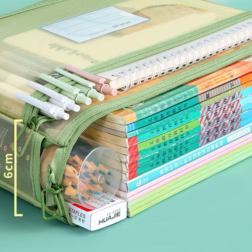 Borsa Multifunzionale a Rete con Cerniera Borsa Trasparente per Archiviazione Dati Materiale Scolastico Ufficio