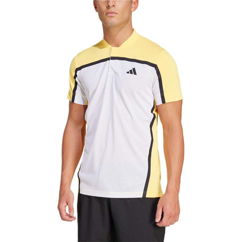 adidas Heat.Rdy Pro Freelift Henley Colorblock Casual Outdoor Sports Crew Neck Pullover Short Sleeve T-Shirt Men Tops Bright-Yellow IS8969
