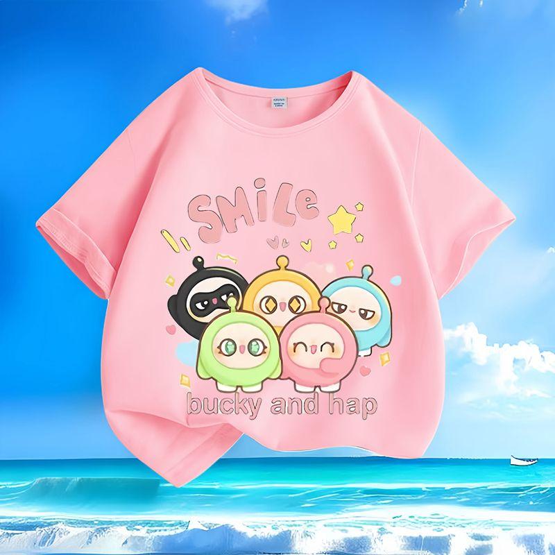 Children's Fashionable and Cute Cartoon T-shirts, Loose Round-neck Tops for Boys and Girls In Summer