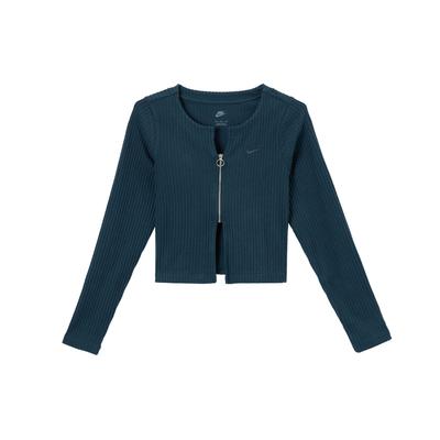 Solid Color Comfortable Slim Fit Full Zip Ribbed Knit Sweater Women Sweater Navy-Blue FN3683-478