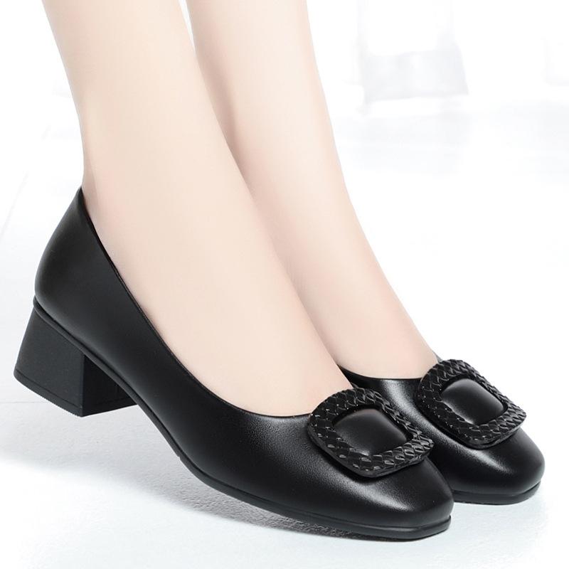 Spring Leather Shoes for Women, Soft Leather and Soft Soles, Ladies' Single Shoes, Work Shoes, Fashionable and Lightweight Leather Shoes