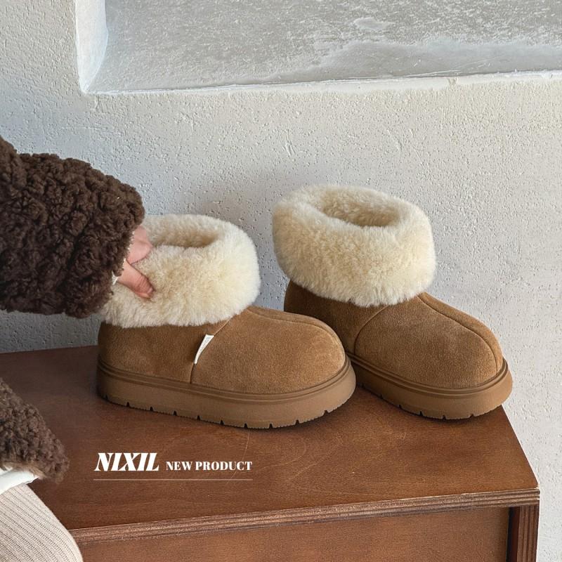 Girls Winter Snow Boots Suede Leather Fur-Lined Ankle Warm Thick Insulated Non-Slip Rubber Sole