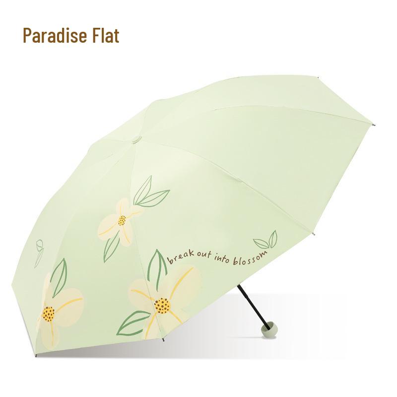 Paradise Umbrella UV Protection Women's Cartoon Sunshade: Lightweight, Portable Black Glue Folding Umbrella for Rain or Shine