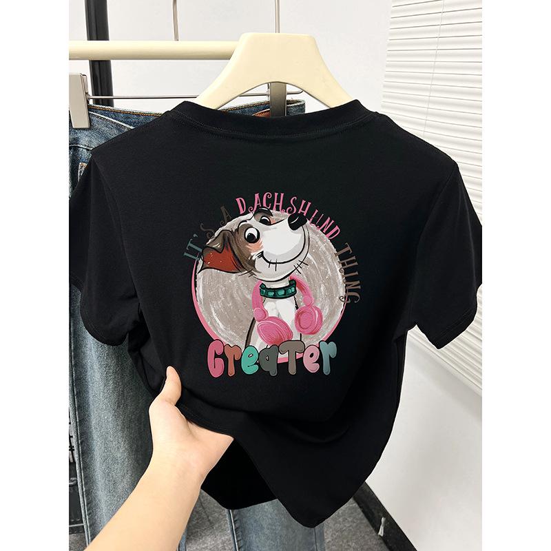 

2025 Женская футболка с коротким рукавом, приталенная, летняя, с принтом щенков, для миниатюрных XL