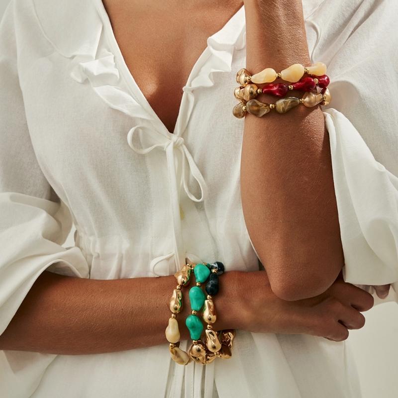 Stylish Resin Elastic Bracelet With Unique Irregular Designs for Women Fashion Accessories