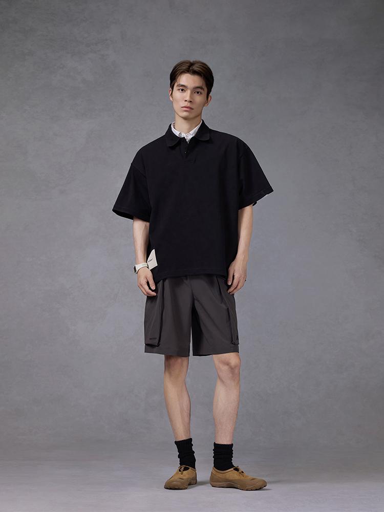 Men's New Balance T-Shirts Men's Black Lapel Moderate Straight Fit