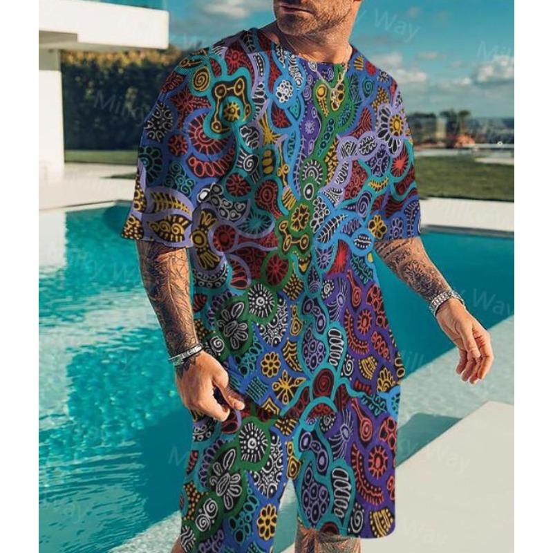 Herren Sommer Schmetterling Kreativ 3D Gedrucktes Freizeitset Bequem Locker Farbbedruckte Sportbekleidung