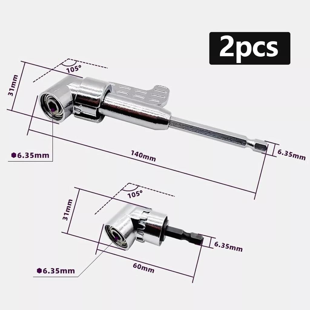 2Pcs 90 Degree Angle Drill Adapter, 105 ° 1/4 Right Angle Drill Accessory Multifunctional Accessory Commonly Used Tool Supplies
