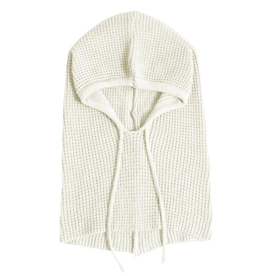 Strikket hodeplagg ensfarget justerbar snøring hettegenser skjerf høst vinter vindtett varm lue elastisk termisk lue