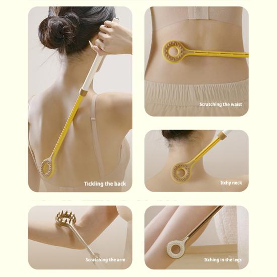 Extendable Back Scratcher Portable Hard-to-Reach Areas Double-sided Telescoping Handle Back Scratcher Magnetic Rolling Bead Acupoint Massager Tools