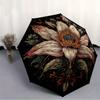 1pc Automatic Open/Close Umbrella with Floral Mandala - Beige/ Brown/Black/ Green/, Compact Folding Design, Sturdy 8-Rib Canop
