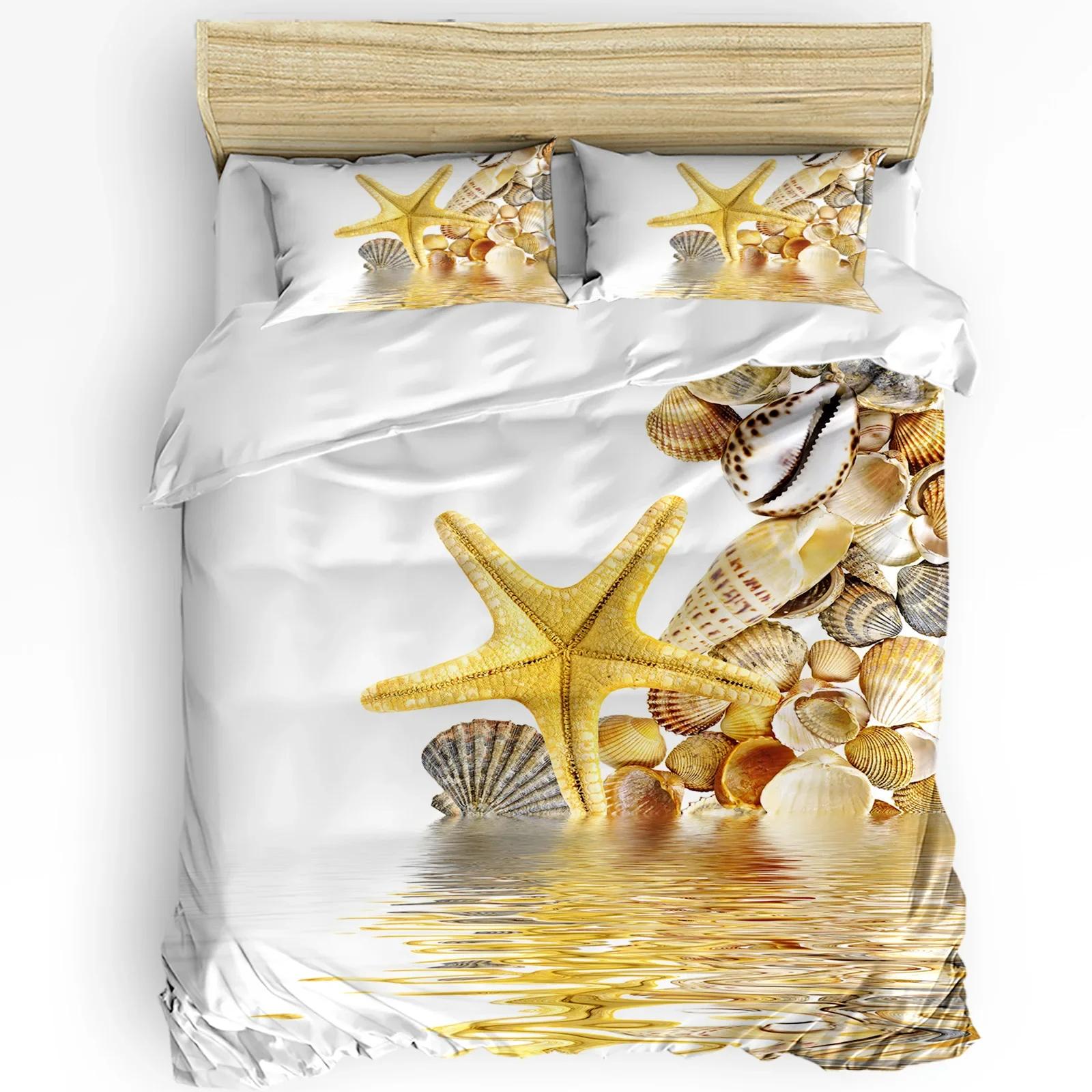 

Синій Морський Корал Мушлі Морська Зірка Підковдра З Наволочкою На Замовлення 3 шт. Комплект Постільної Білизни Підковдра Подвійне Ліжко Домашній Текстиль AU Single(140x210cm)