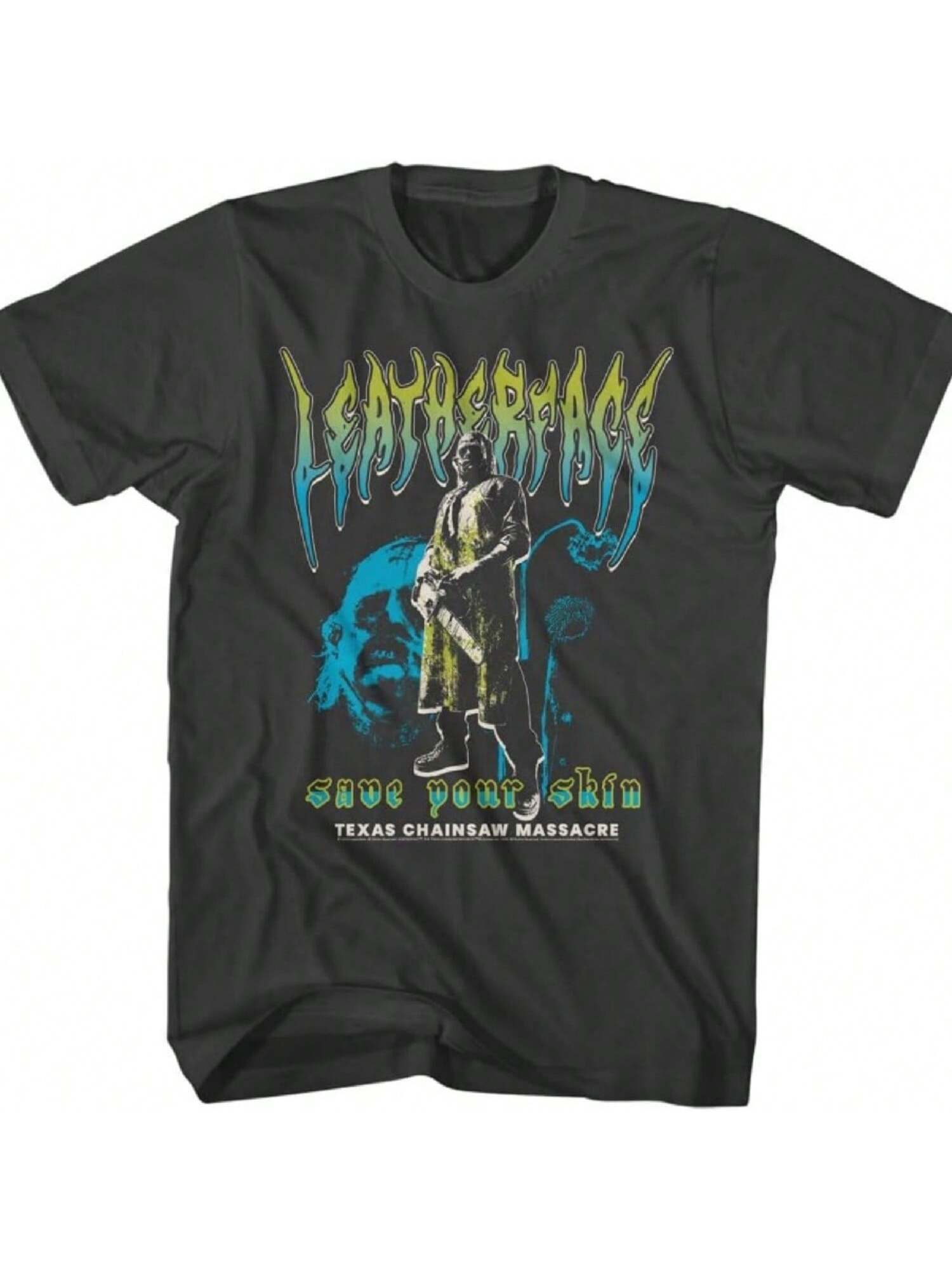 Texas Chainsaw Massacre Leatherface Save Your Skin unisexs Short Sleeve T Shirt Horror Graphic Tees S разноцветный