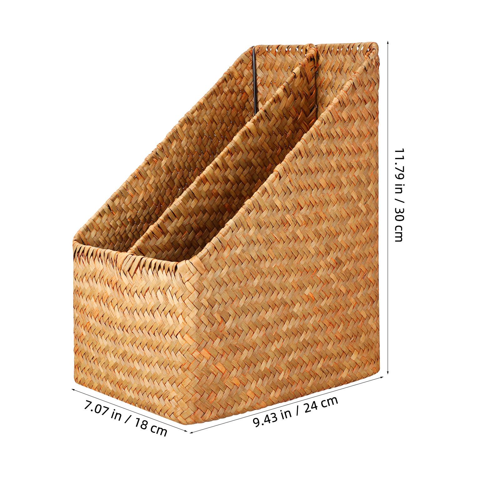 

Hand-woven Document Organizer Woven Storage Basket Storage Box For Office Files Magazine Book Storage Basket Decorative Bin