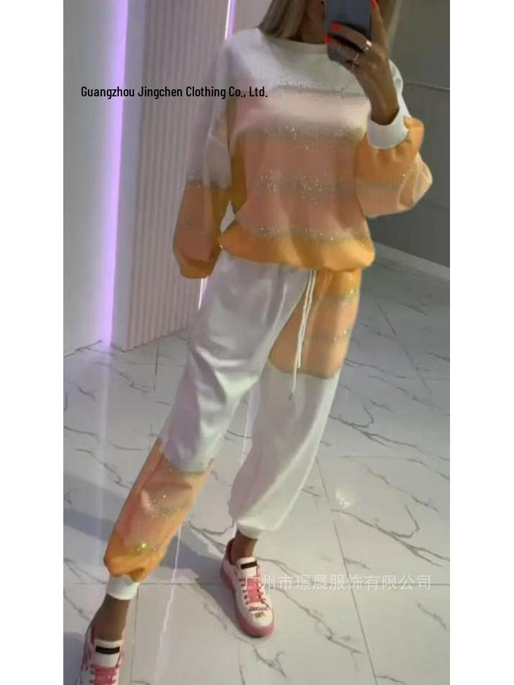 2025 Spring/Summer Women's Gradient Color Sweatshirt & Sweatpants Set