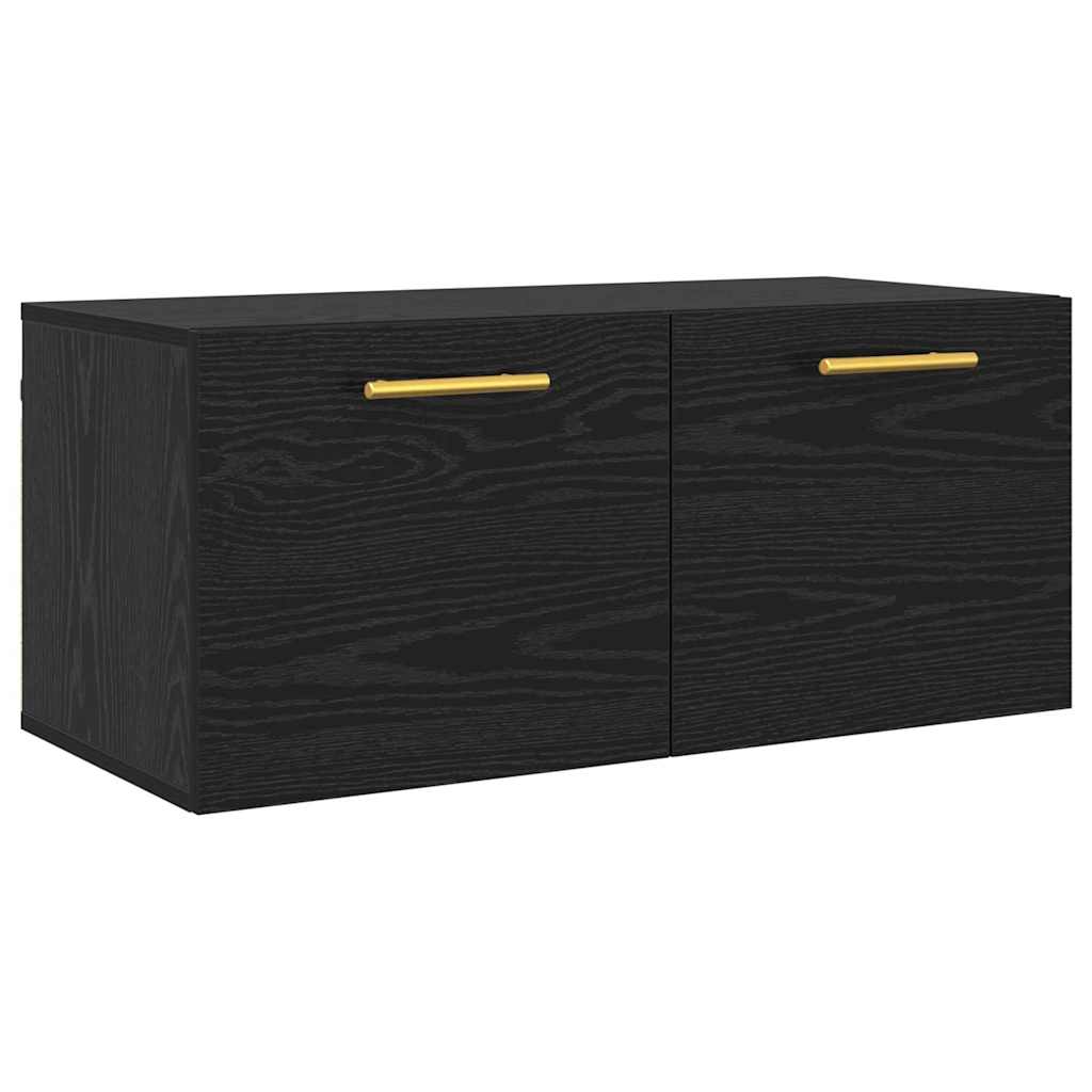 Wall Mounted Wall Cabinet Black Oak Effect 80 X 36.5 X 35 Cm