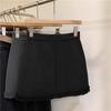 Women's Gray Wool Blend High Waist A-line Skirt with Lace Patchwork - Slimming, Hip-Hugging Design for Petite Summer 2026