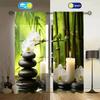 2 st Zen Sense Tryckt Gardin för Heminredning - Stångficka Fönsterbehandling för Sovrum, Kontor, Kök, Vardagsrum och Arbetsrum