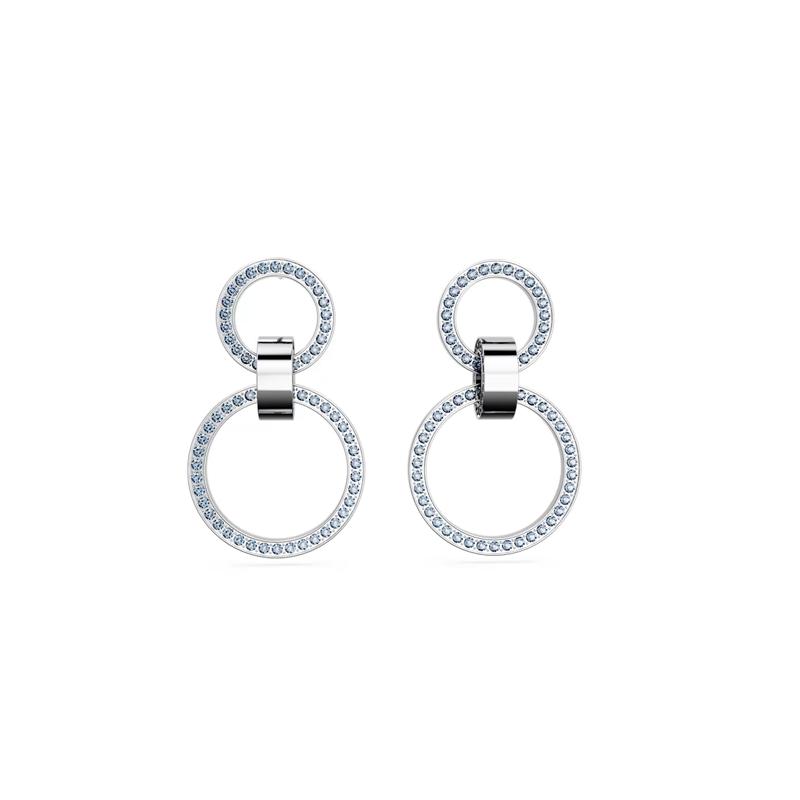 Swarovski Large hoop decoration Hollow imitation crystal rhodium plated earrings women s silver 5663503 серебряный