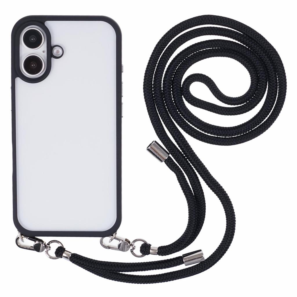 For iPhone 16 Plus Case TPU+PC Crystal Clear Back Cover with Lanyard