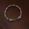 Men'S Retro Imitation Thai Silver Double Faucet Safety Pattern Necklace Trendy Cool Bracelet High-End Light Luxury Personalized Necklace Jewelry