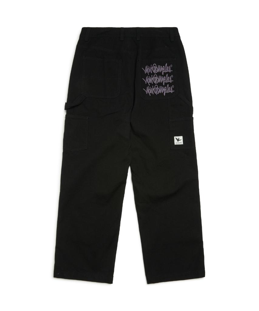 MARK GONZALES Next Sign Logo Double Knee Work Pants - Black