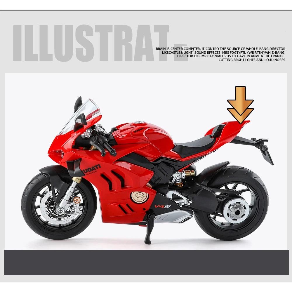1/9 Panigale V4S Legierung Rennmotorrad Diecasts Metall Straßen-Sportmotorrad Modell Simulation mit Licht Kinderspielzeug Geschenk