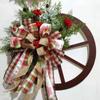 Christmas Wooden Wagon Wheel Wreath Simulation Winter Themed Party Bar Door