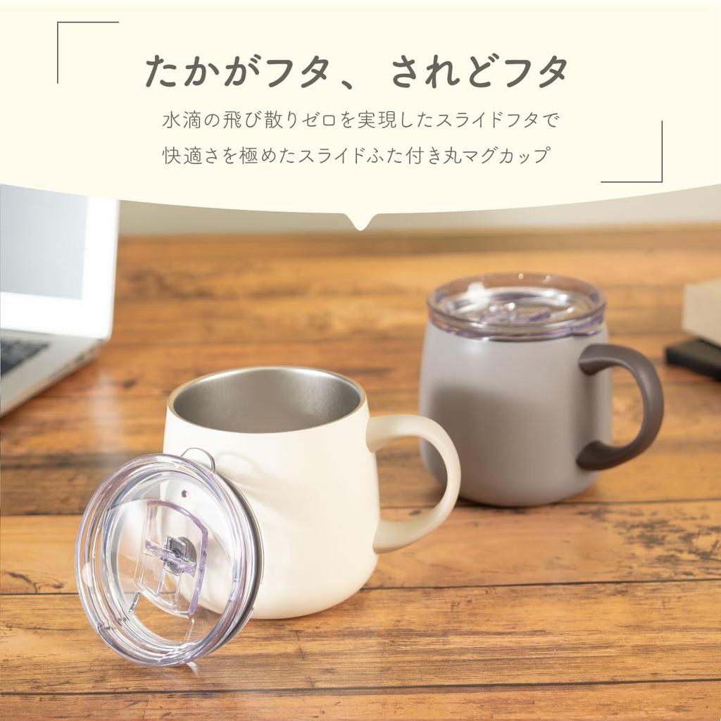 Atlas Cafe Link Mug with Slide Vacuum Keeps Hot or Cold Coffee Hot or Direct Drip Lid, 390ml, Insulated, Iced, Compatible, Charcoal, AFSM-402CH