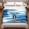 Lazio FC Printed Flannel Blanket Custom Name Text Soft Warm Throw For Bedroom Holiday Gift