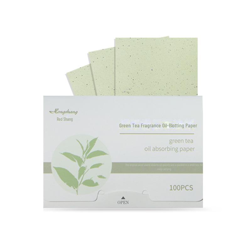 Green Tea Scented Oil Absorbing Face Sheets (100-Pack) - Portable, Suede Finish, Makeup Tool for Women