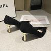 Fashion Elegant High Heels Metal Decorated Pointed Toe Mid Stylish with temperament Heel Single Shoes Women Comfortable Breathable