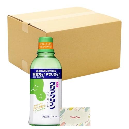 Kao Clear Clean Dental Rinse, Light Mint, 600ml (12-pack) + Bonus Gift with Kunutonn Original Logo