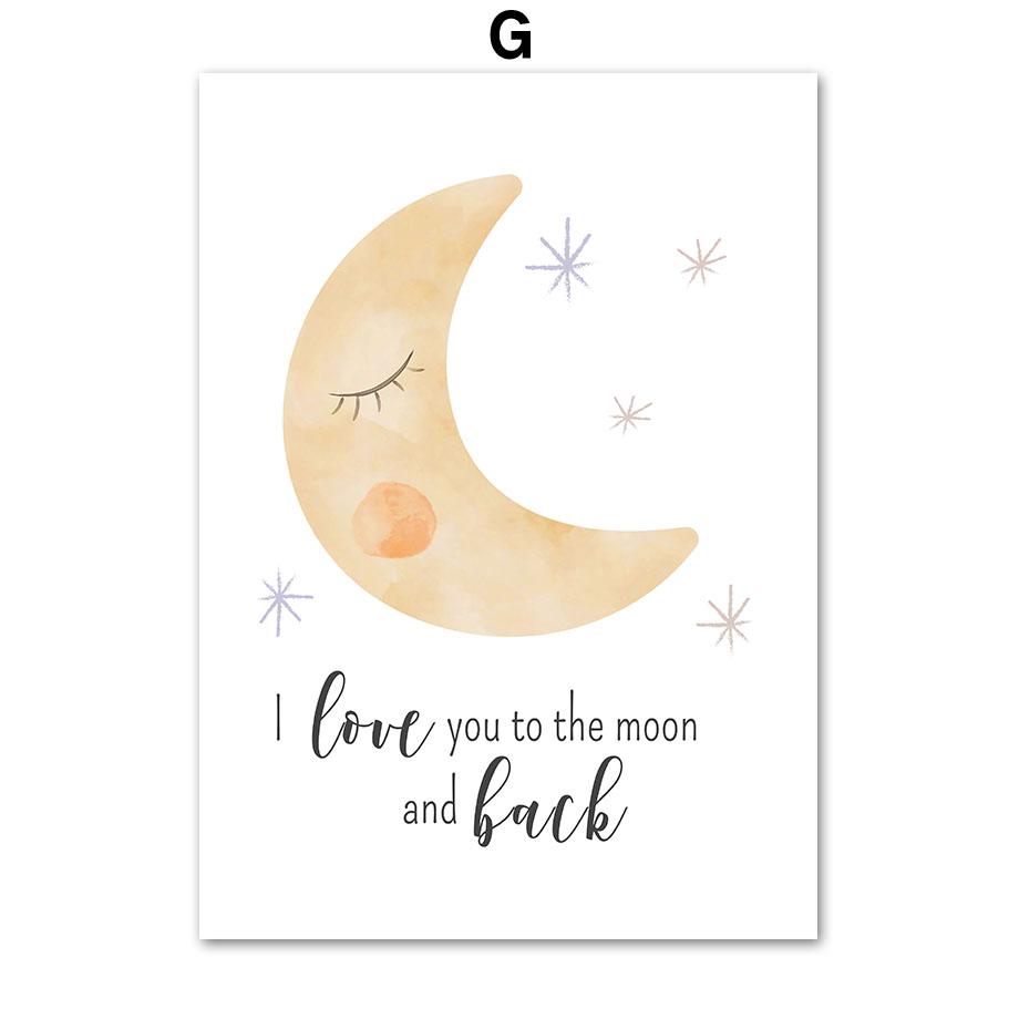 Elefant Kaninchen Katze Sonne Regenbogen Mond Stern Wolke Boho Wandkunst Leinwand Malerei Poster und Drucke Wandbilder Kinderzimmer Dekor