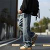 Jeans da Mocio Colore Solido Retro Larghi Dritti Tuta Pantaloni Casual Pantaloni Primaverili