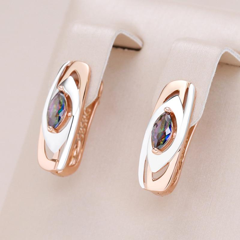 Luxury Colorful Stone English Earrings For Women Rose Gold Color Mixed White Gold Natural Zircon Trendy Daily Jewelry