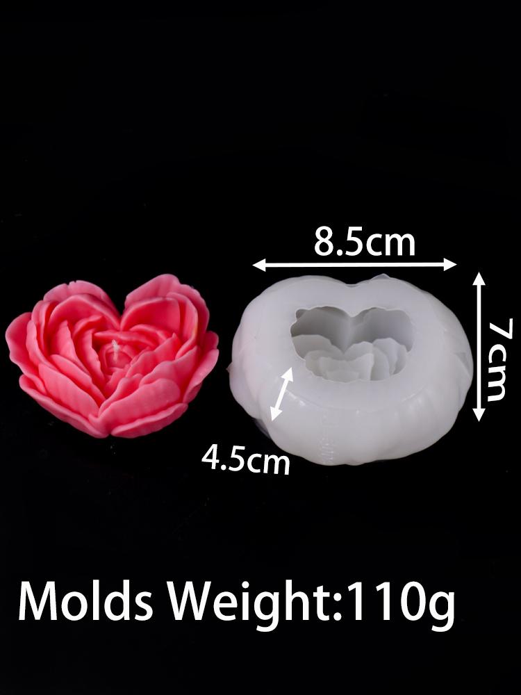 3D Kärleksformad Blomma Ljus Silikonform DIY Hjärta Ros Aromaljus Tvålformar Gips Harts Choklad Bakning Tillverkning Heminredning