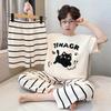 Boys Cotton Pajama Set Short Sleeve Shorts 3-Piece Cartoon Sleepwear Lightweight Home Outfit Kids